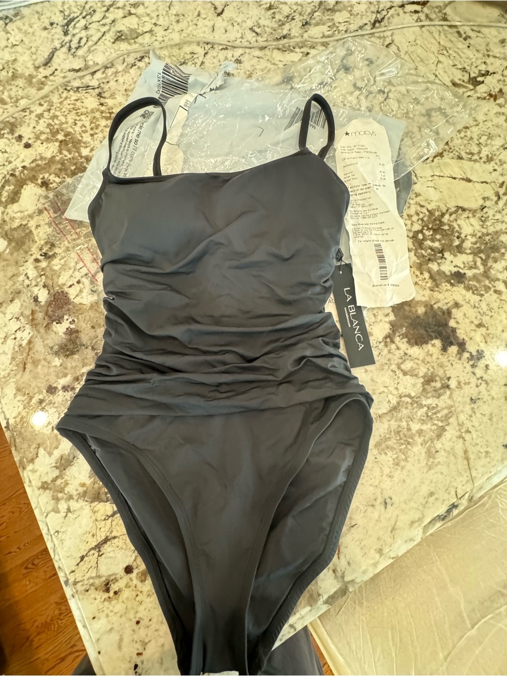 La Blanca black One-Piece Swimsuit with Ruched Front